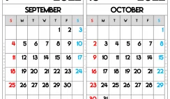 Free Printable September and October 2022 Calendar Letter Wide