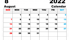 Printable Calendar August 2023 A4 Wide Landscape