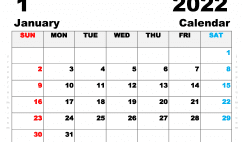 Printable Calendar January 2023 A4 Wide Landscape