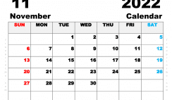 Printable Calendar November 2023 A4 Wide Landscape