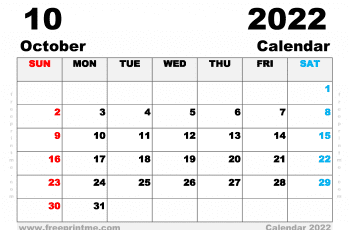 Printable Calendar October 2023 A4 Wide Landscape