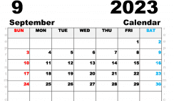 Free Printable September 2023 Calendar A5 Wide Landscape