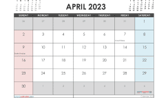 April 2023 Calendar with Holidays Free