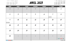 Free 2023 Calendar April Printable