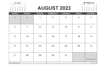 August 2023 Calendar Free Printable