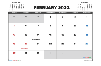 Free February 2023 Calendar Printable