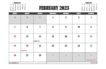 Free February 2023 Calendar Printable