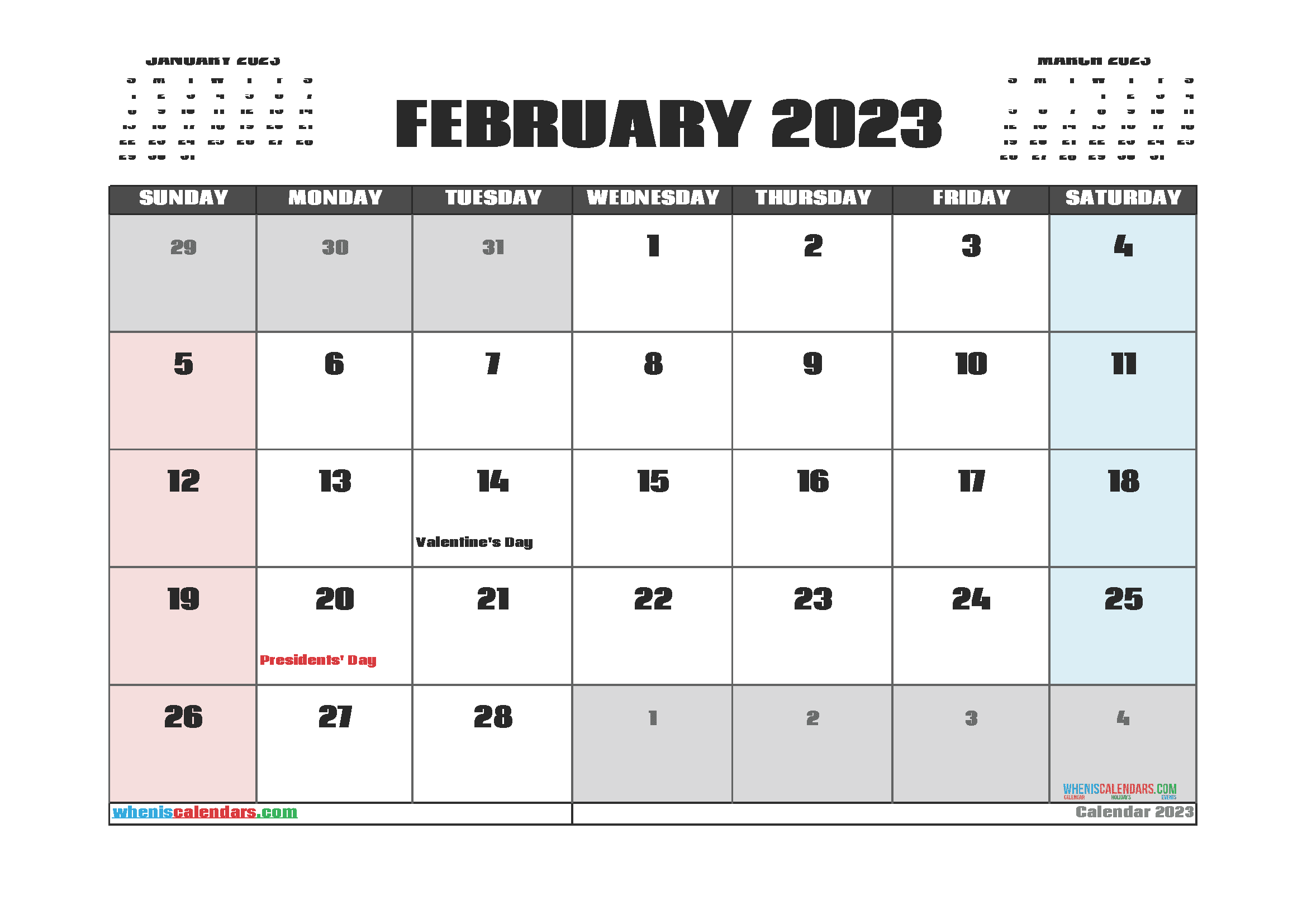 Free February 2023 Calendar Template