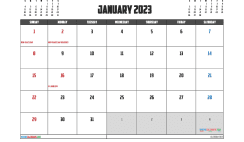 Free Calendar January 2023 Printable
