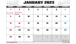 Free January 2023 Calendar Printable