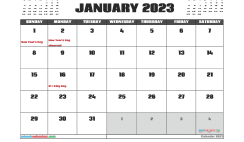 Free Calendar January 2023 Printable