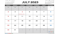 Free Calendar July 2023 Printable