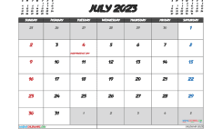 Free July Calendar 2023 Printable