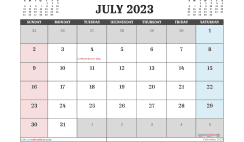 July 2023 Calendar Free Printable