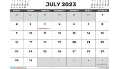 July 2023 Calendar Free Printable