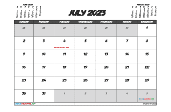 Printable July 2023 Calendar with Holidays