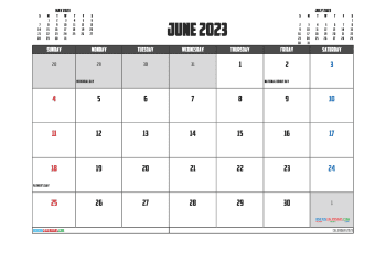 Free Calendar June 2023 Printable
