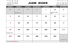 June 2023 Calendar with Holidays Free