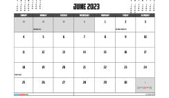 June 2023 Calendar Free Printable