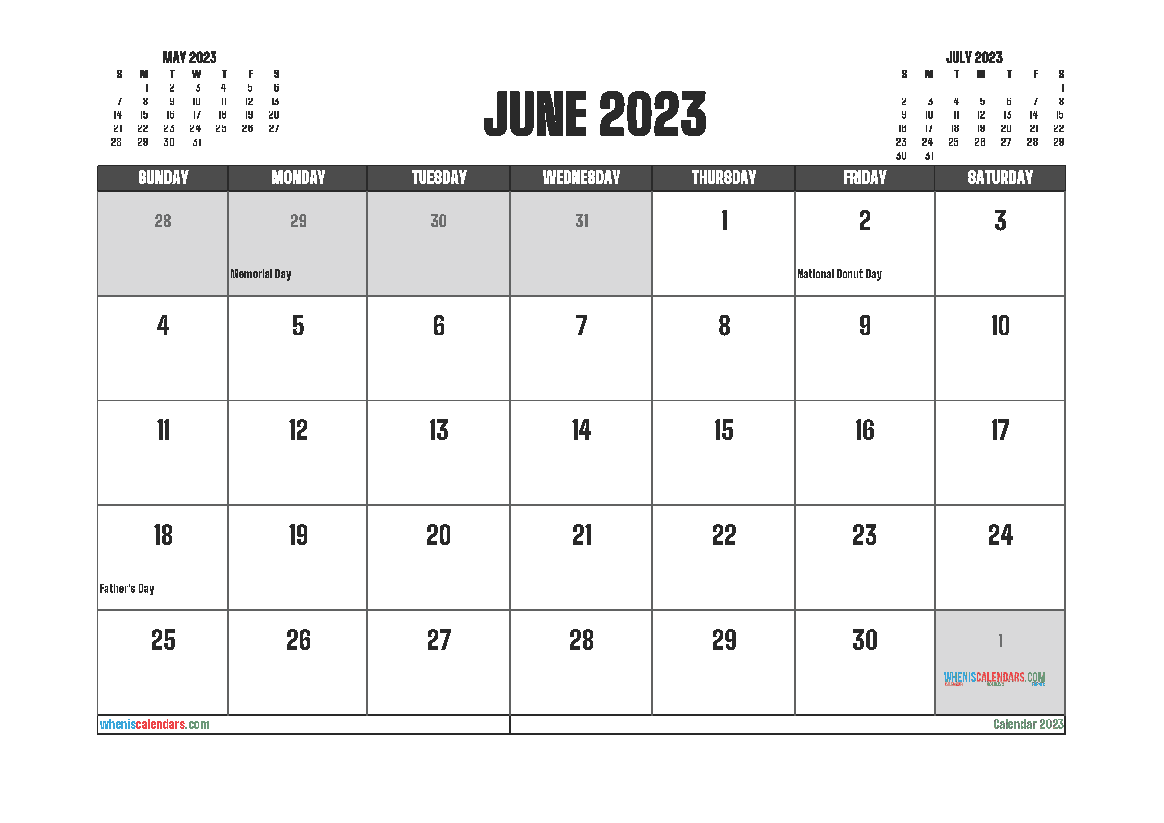 June 2023 Printable Calendar Free