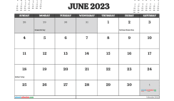 Free 2023 Calendar June Printable