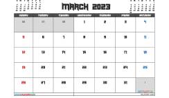 March 2023 Calendar with Holidays Printable