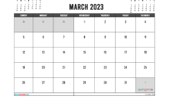 Free March 2023 Calendar Template