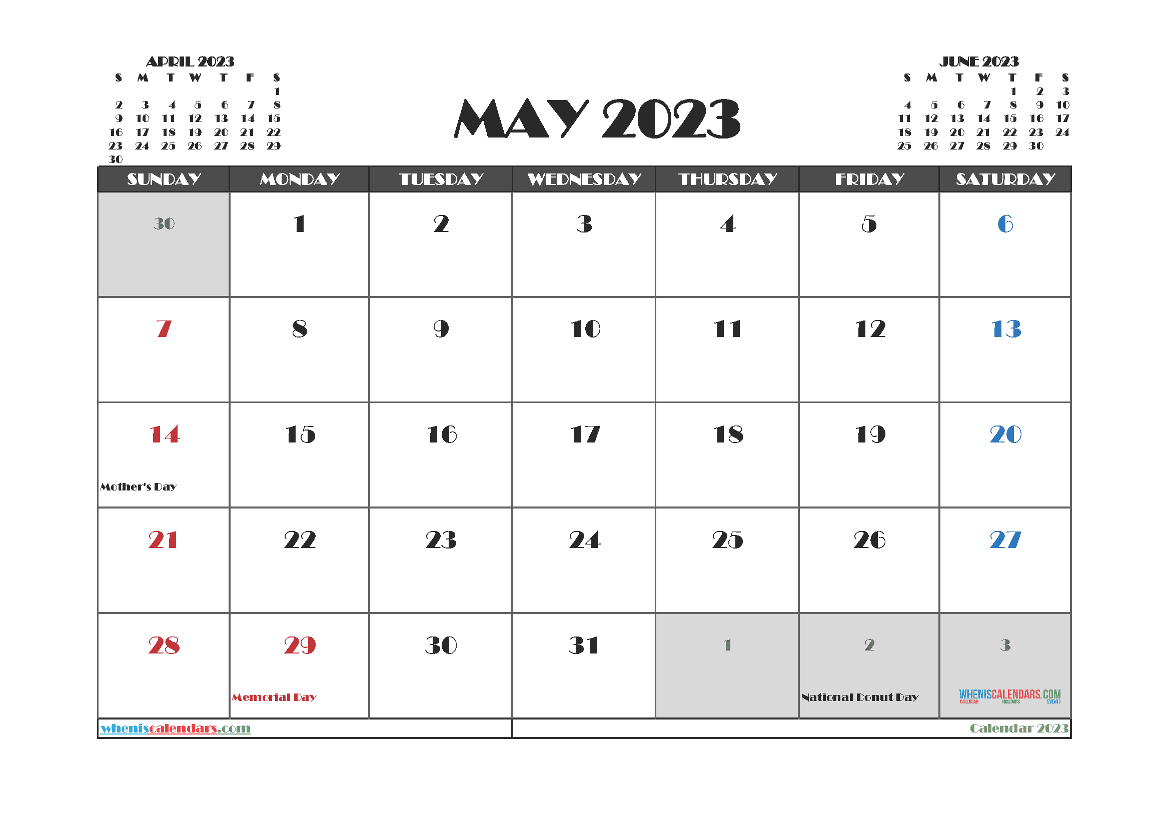 May 2023 Printable Calendar Free
