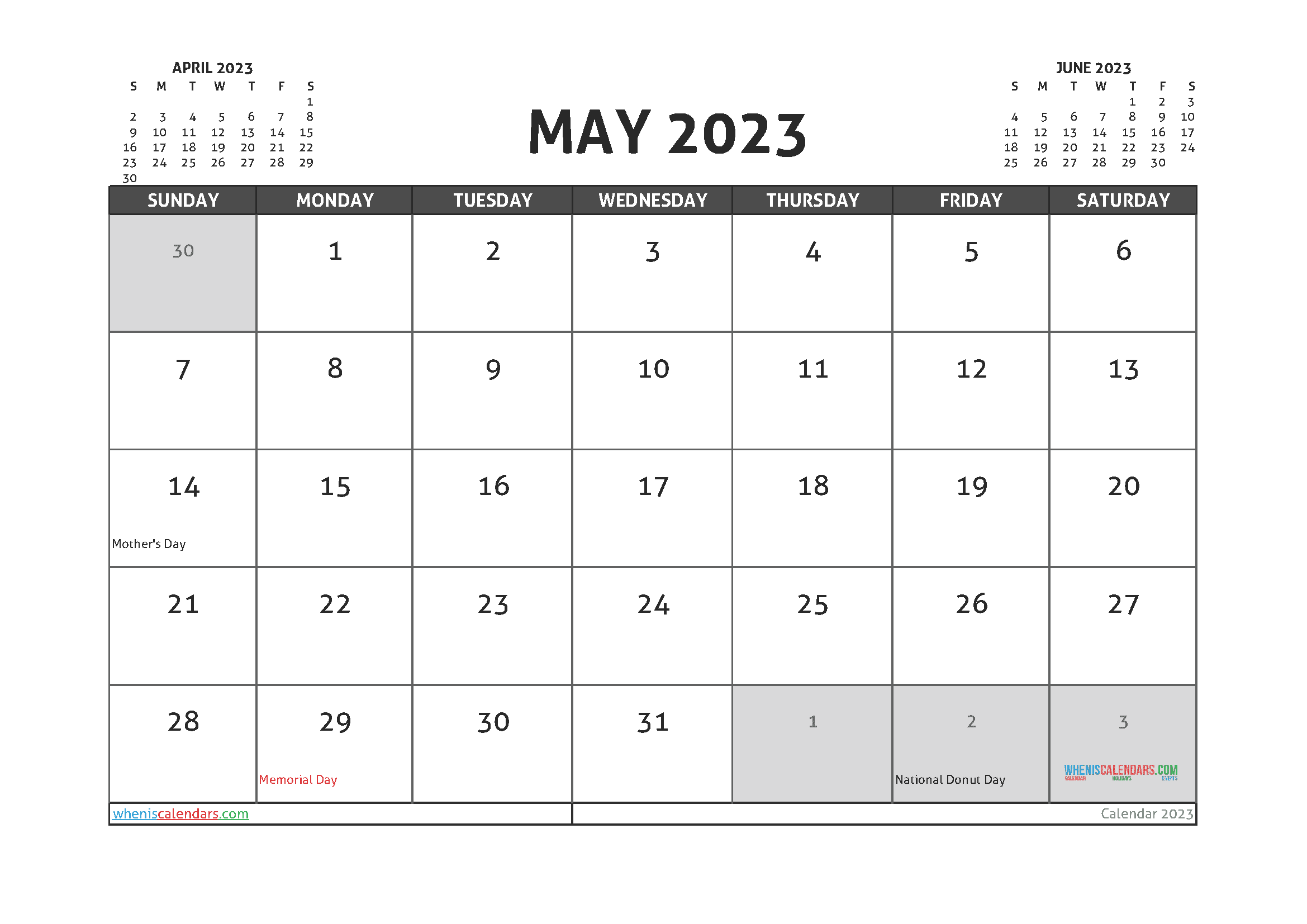 Free May 2023 Calendar Template