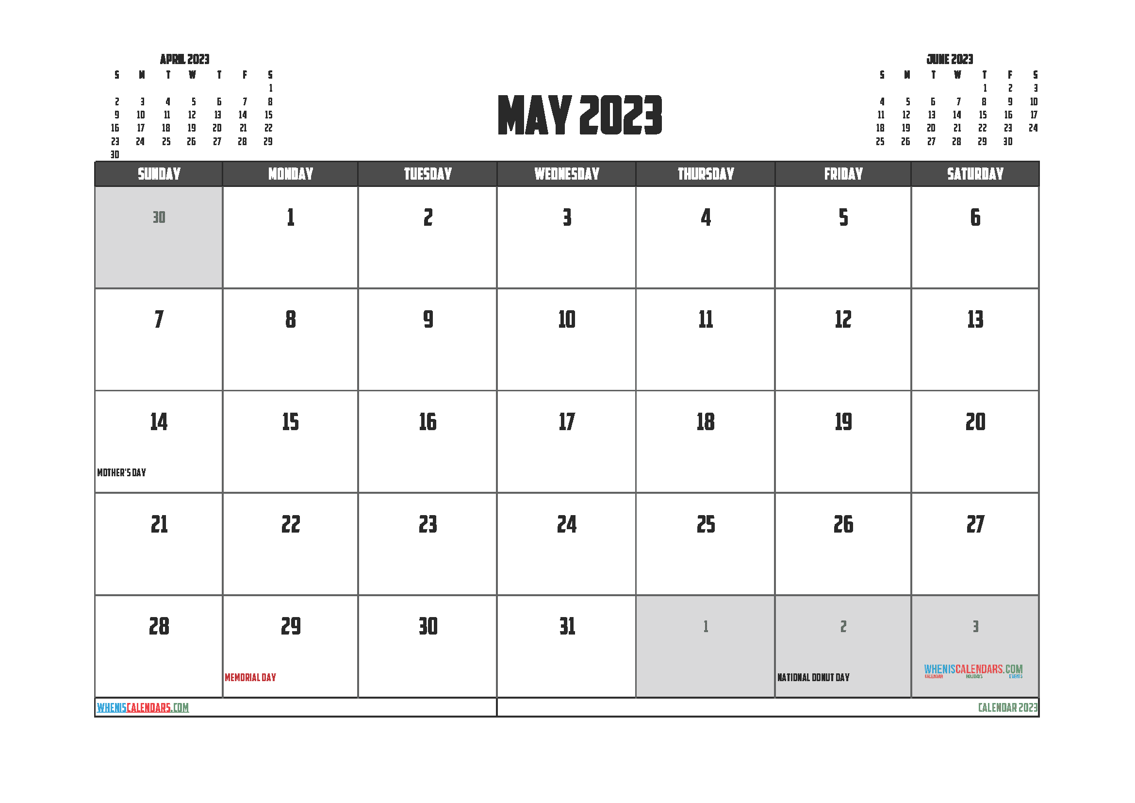 May 2023 Calendar Free Printable