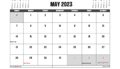 May 2023 Printable Calendar Free