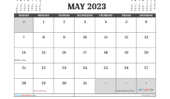 Free May Calendar 2023 Printable