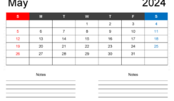 2024 May Calendar Free Printable M5201