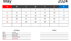 2024 Blank May Calendar M5401