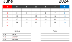 2024 Blank June Calendar J6401