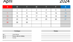 Blank Apr 2024 Calendar Printable A4402