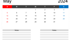 Printable Blank Calendar May 2024 M5203