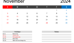 Large November 2024 Calendar Printable N1403
