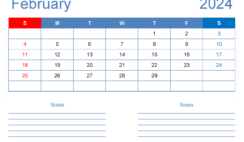 February 2024 Free Printable Calendar with Holidays F2205
