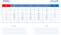 May 2024 Free Printable Calendar with Holidays M5205