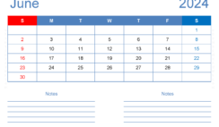 June 2024 Free Printable Calendar with Holidays J6205