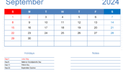 September 2024 Calendar Template Editable S9405