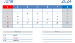 Blank month Calendar June 2024 J6406