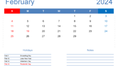 Feb Blank Calendar 2024 F2407