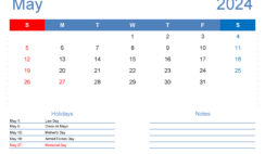 May Blank Calendar 2024 M5407