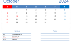 Oct Blank Calendar 2024 O1407