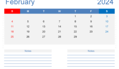 February 2024 Calendar Page to Print F2208