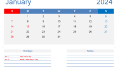 Download Jan 2024 Free Printable Calendar A4 Horizontal J4128