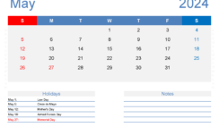 Free Blank May Calendar 2024 M5408