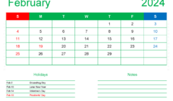 Free Printable Calendars 2024 February F2409